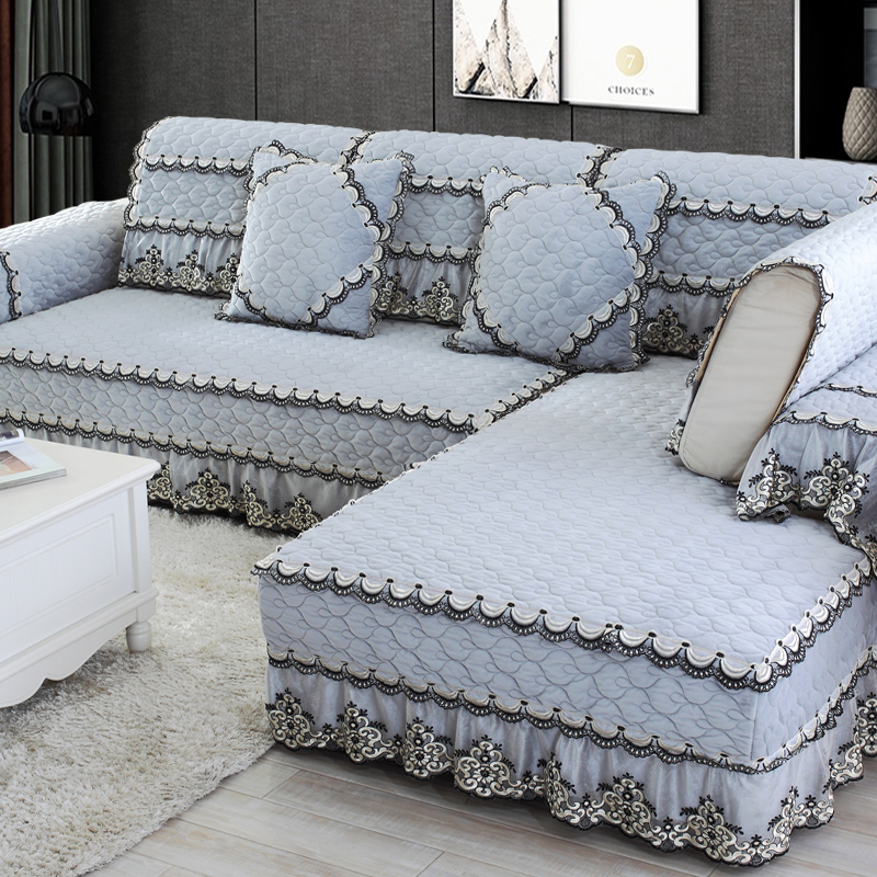Sofa cushion winter all-inclusive universal cover solid color thickened sofa cover non-slip cushion plush by protective shell cloth towel