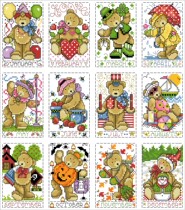 (Zhang Xiaolang) Cross stitch DMC R line self-matching kit plastic board refrigerator sticker month Bear