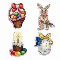 (Zhang Xiaolang) Cross stitch DMC R line self-matching kit plastic board refrigerator sticker Easter