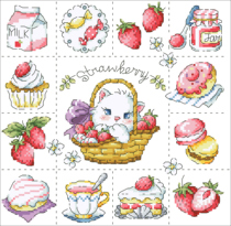 (Zhang Xiaolang) Cross stitch DMC R line self-matching kit plastic board refrigerator sticker strawberry cat