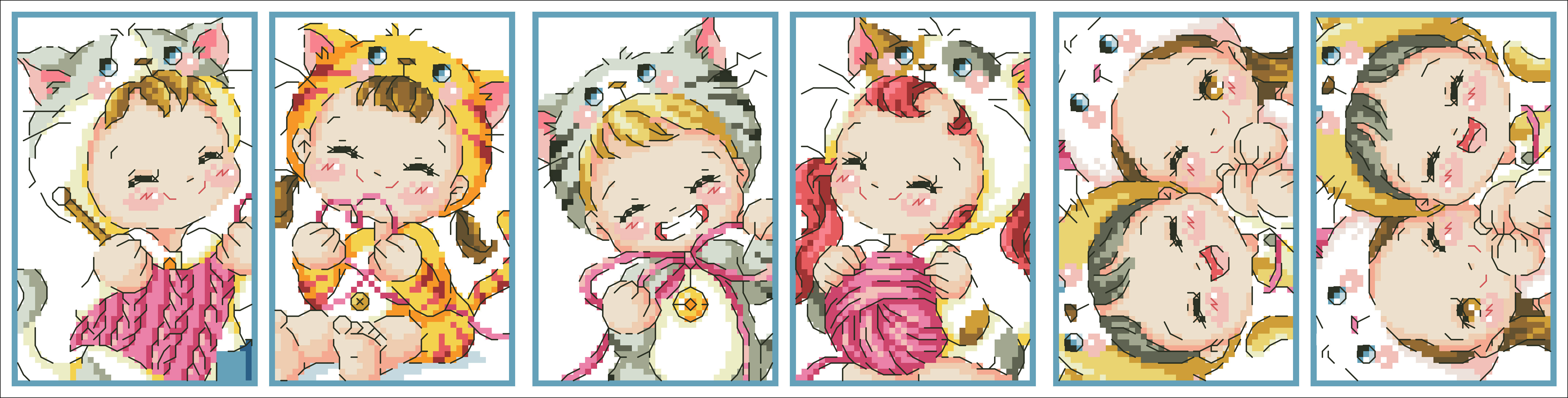 (Zhang Xiaoliang) Cross-embroidered DMC R line self-worthy cartoon character cutting sleeve to send protective corner knitted cat