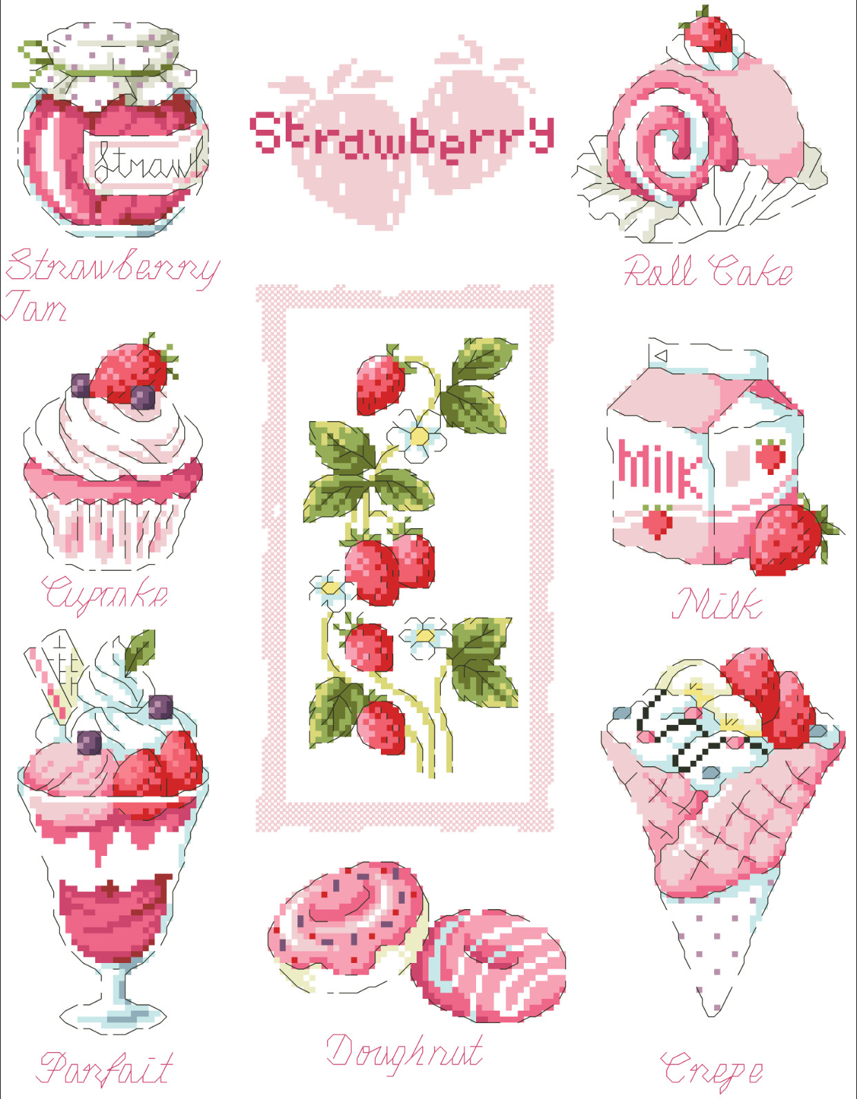 (Zhang Xiaocool) Cross-embroidered DMC R line self-matching piece plastic plate fridge with strawberry series