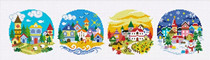 (Zhang Xiaolang) Cross stitch DMC R line self-matching kit plastic board refrigerator paste Four Seasons Castle