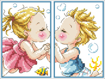 (Zhang Xiaolang) Cross stitch DMC R line self-equipped cartoon character card set to send corner protection Ocean Love