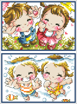 (Zhang Xiaolang) Cross-stitch DMC R line self-equipped cartoon character card sleeve to send corner protection yearning