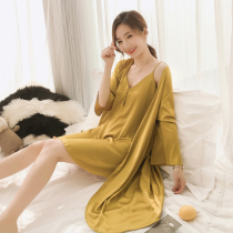 Spring and autumn true silk sleepwear womens 2019 new wave sexy summer ice silk minimalist fashion Two sets of sling sleeping skirts