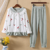 Coral Suede Pajamas Woman 2021 New Autumn And Winter Style Students Cute Flannel Winter Plus Suede Thickened Home Clothing