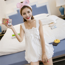 Vest Sleepwear Womens Summer Pure Cotton Harnesses Two Sets Princess Wind Small Sub Korean version of the web Red bursting with 2022 new