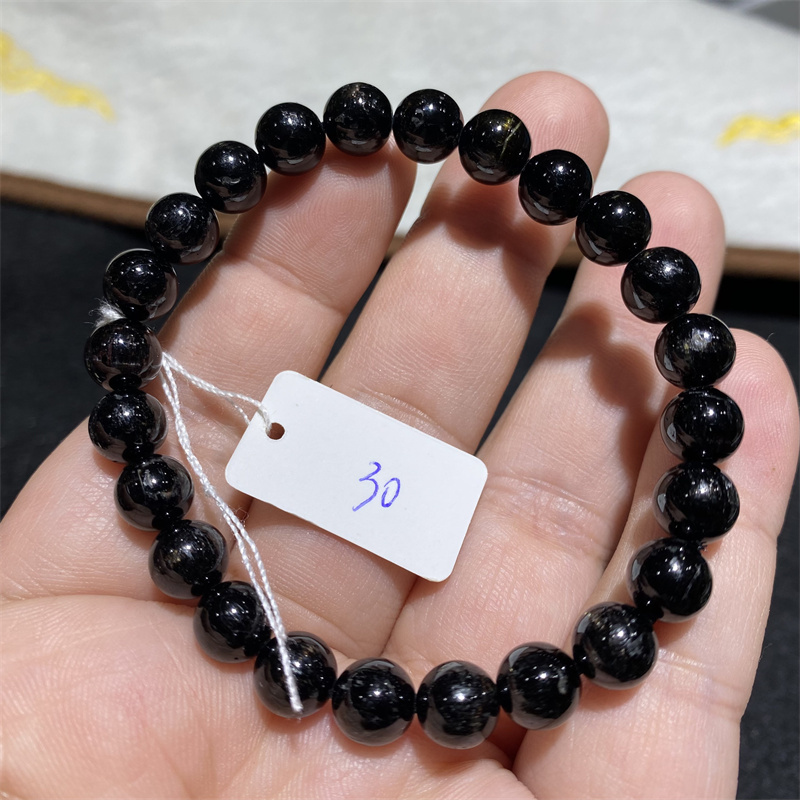 Natural Black Tourmaline Bracelet, Dark Tourmaline Single Strand, Tourmaline Bracelet for Beauty and Wellness, Gift, One Item One Picture, 7-8mm