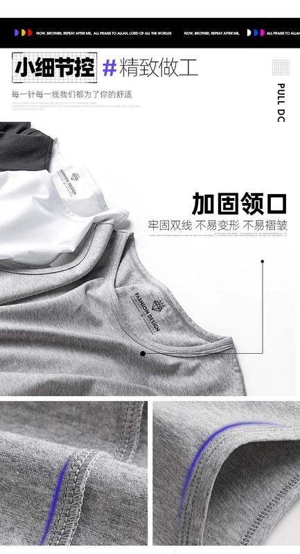 Áo vest nam không thấm nước thủy triều hip hop lỏng mùa hè cotton thoáng khí vest vai cộng với phân bón XL áo thun - Áo vest cotton