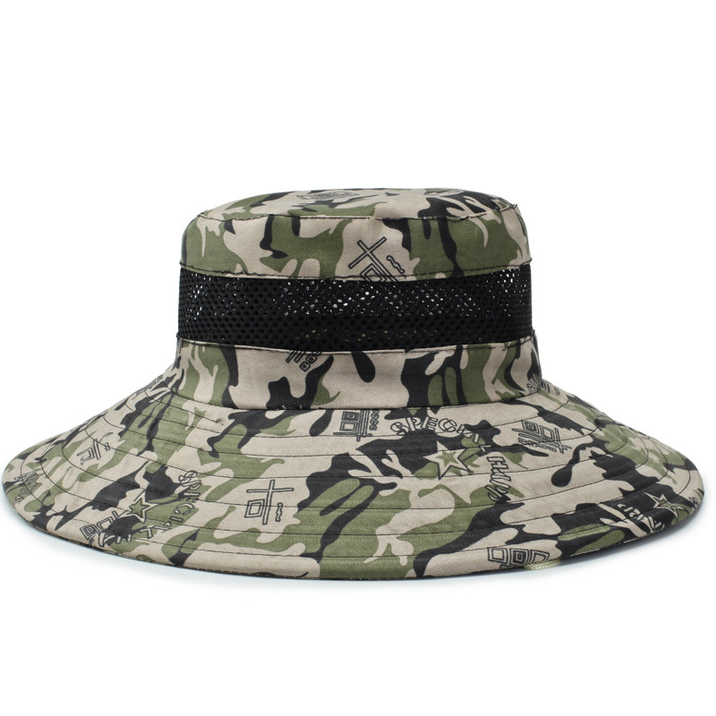 Fishing hat men's summer outdoor beach breathable sun hat sunscreen UV fisherman hat sunshade camouflage mountaineering hat