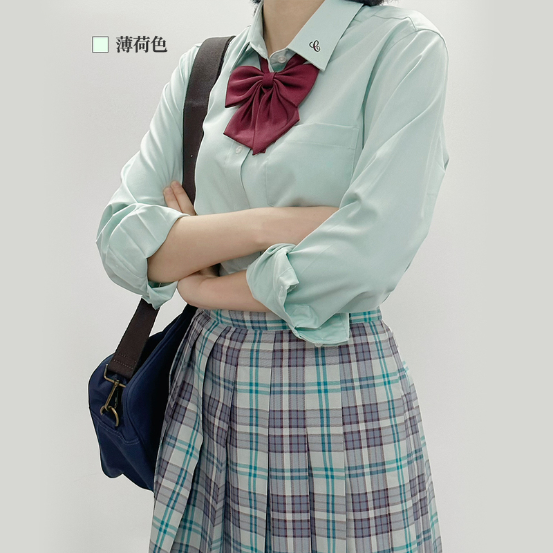 Dada Long-Sleeved Shirt with Stiff Collar, Navy Gray Plaid, Bamboo Fiber Versatile Jk Uniform Shirt, Daruma Dama Zhiba Dada Long-Sleeved Shirt with Stiff Collar, Navy Gray Plaid, Bamboo Fiber Versatile Jk Uniform Shirt, Daruma Dama Zhiba