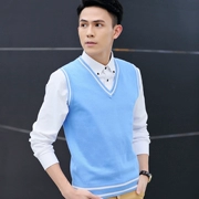 Áo len không tay vest nam dệt kim len vest v-cotton cotton vest mùa thu đông