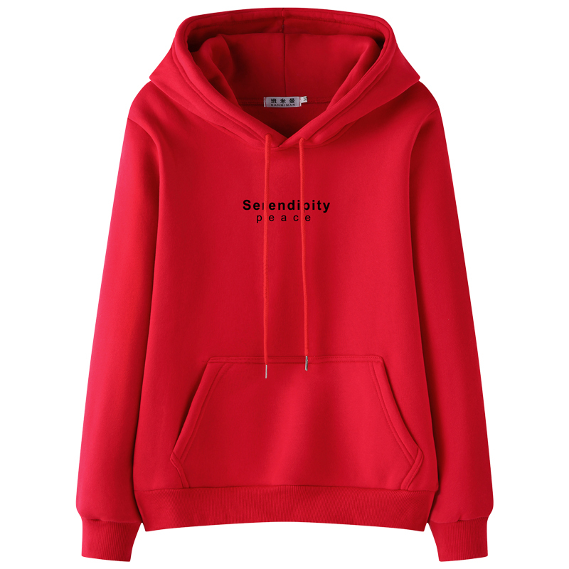 2026 New Red Sweatshirt for Women, Autumn and Winter, Fleece-Lined, Thickened, Hooded, Regular Shoulder, Slimming, Spring and Autumn Thin Coat