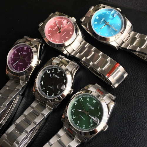 Сиреневые механические часы подходит для мужчин и женщин для влюбленных, 36mm, 39mm, простой и элегантный дизайн