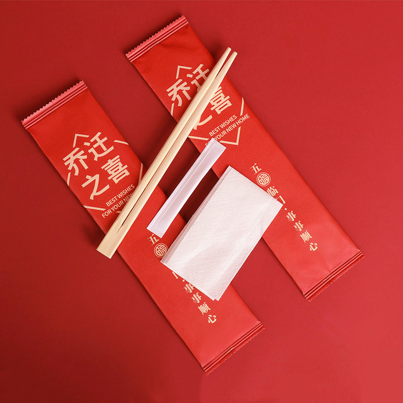 Disposable chopsticks spoon Joe accommodate Festive Wine Mat Red Disposable Bamboo Chopstick Red Spoon Toothpick Cutlery Sets House Move