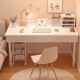 Desk for Home Use, White Desk for Girls' Bedroom, Simple Student Bedside Table, Rectangular Minimalist Computer Desk
