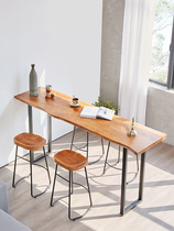 Nordic solid wood bar table combination home living room wall balcony long milk tea shop small table and chairs commercial high chair