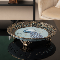 ins Nordic minimalist size fruit pan retro creative living room light and luxurious snack tray resin containing dried fruit pan American