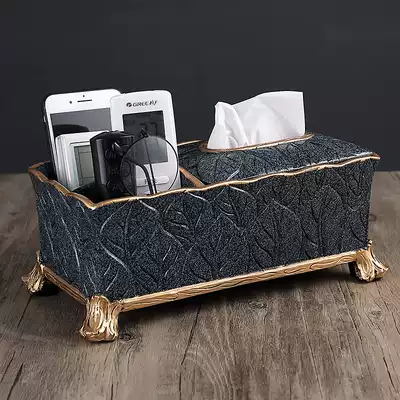 Creative living room multi-function remote control tissue box American retro coffee table sanitary paper box home decorations European style