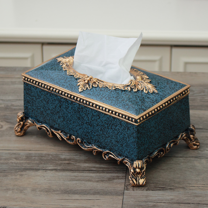 American country simple tissue box Retro European blue light luxury wind living room room household multi-function toilet paper box