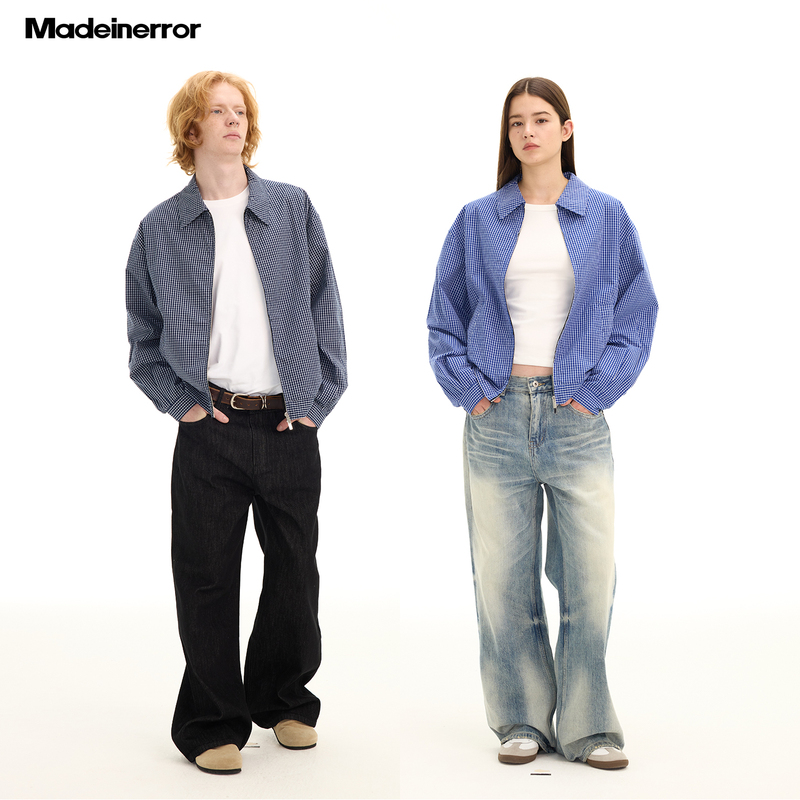 [Yu Tang Clothing] American-Style Plaid Cleanfit Silhouette Boxy Fit Lapel Loose Jacket for Men