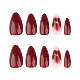 Simple Red Elegant Wearable Manicure with a High-End Feel, Short Almond-Shaped Flower Fake Nails