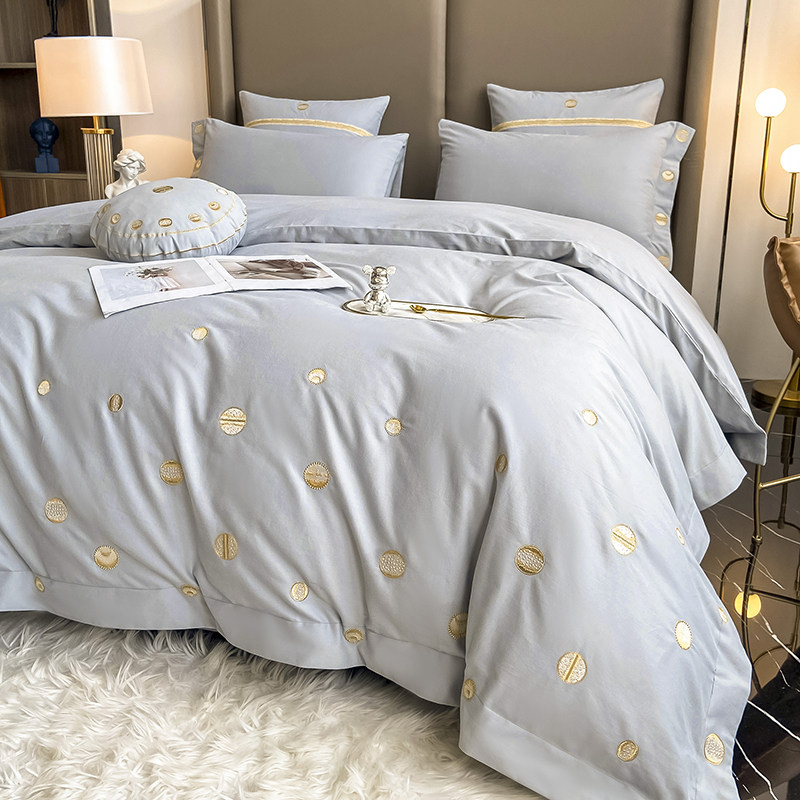 Crystal Home Textiles official flagship store cotton brushed thickened warm four-piece set of pure cotton European-style quilt cover