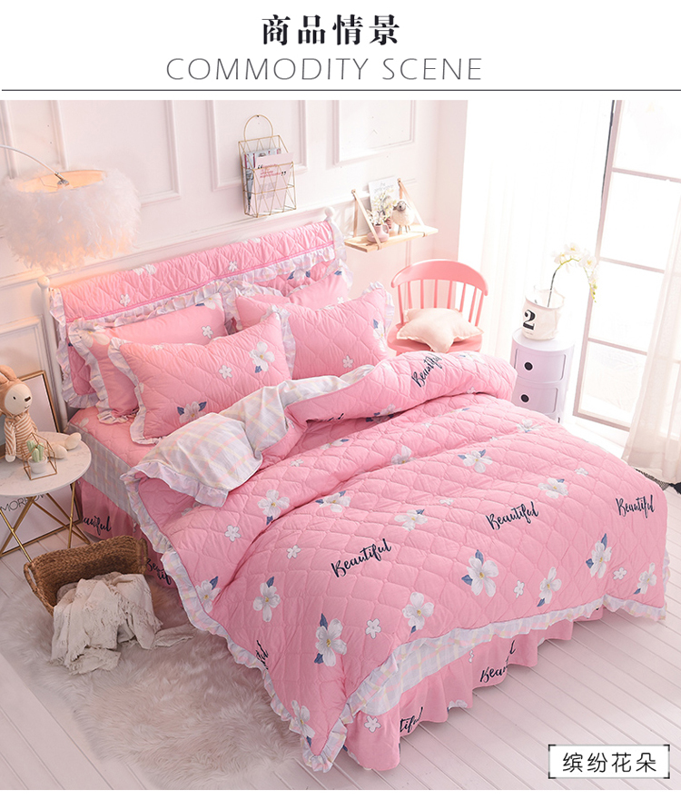 Giường bốn mảnh cotton công chúa gió giường váy cotton 1.5 1.8 m 2 m đôi quilt cover tấm ga trải giường quilt cover