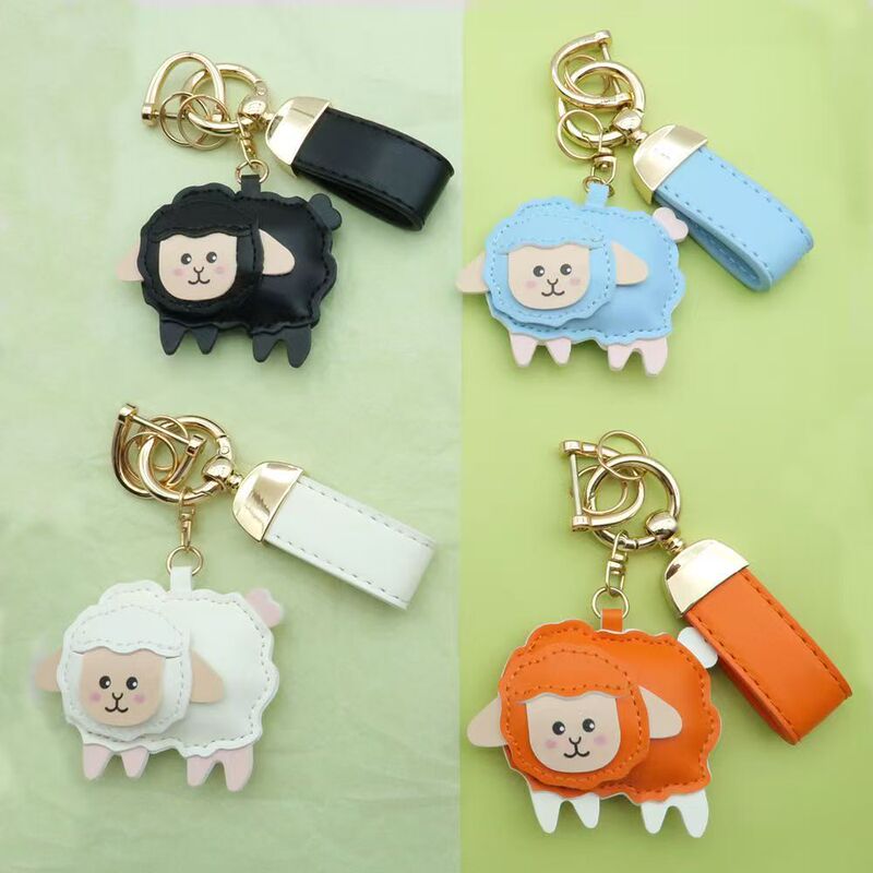 Cartoon Cute Little Sheep Car Keychain Pendant, Sheep Smiling in Delight, Sheep Pu Leather Phone Bag Charm Cartoon Cute Little Sheep Car Keychain Pendant, Sheep Smiling in Delight, Sheep Pu Leather Phone Bag Charm
