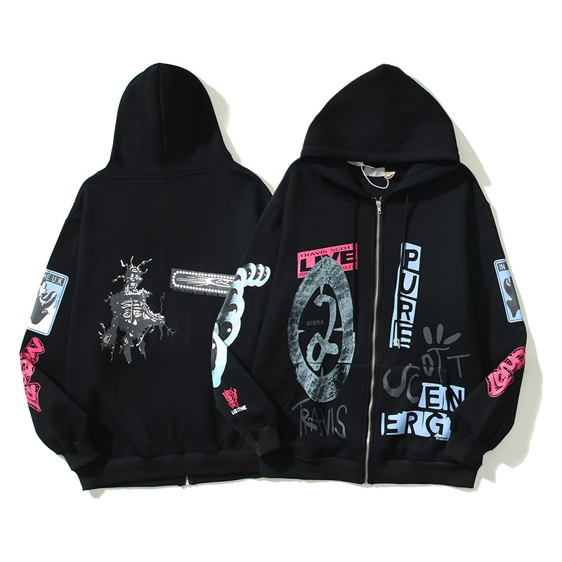 Travis Scott O2 Pure Zip UP Hoodie Cactus Jack男女拉鍊衛衣潮-Taobao 