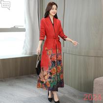 2024 autumn and winter new style mid-length over-the-knee coat large size high-end style buckskin velvet windbreaker for women