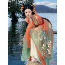 Honeysuckles new Tang-made myrobalan skirt chest-length heavy-duty embroidered large-sleeved shirt Tang-style super fairy spring and summer suit Hanfu for women