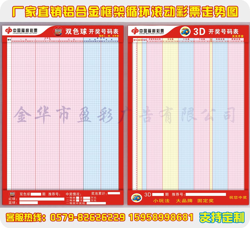 Welfare Lottery Double-Color Ball 3D Trend Chart | Red Aluminum Alloy Frame | Cyclic Rolling Type | Lottery Trend Chart |