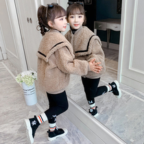 Hong Kong girls lamb coat 2021 new foreign style Korean girls winter padded fur coat