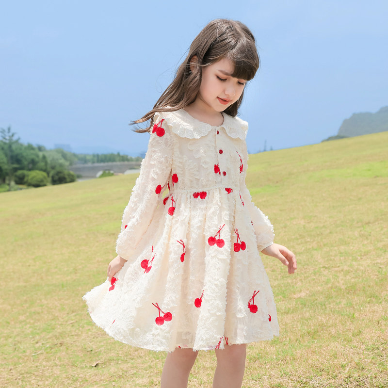 Hong Kong Girl Spring Autumn Ocean Dress 2022 New Autumn Clothing Fashion Tennis Net Red Children Princess Dresses Princess Dresses Dresses Dresses