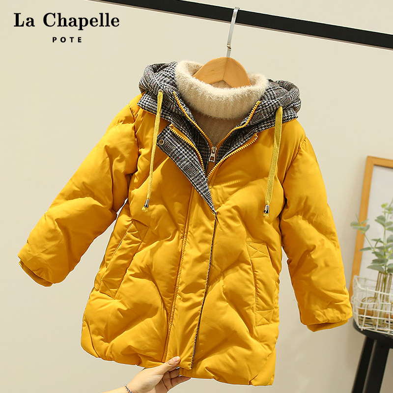 Hong Kong girls cotton-padded winter 2021 new foreign style Korean children's long version thick down padded jacket