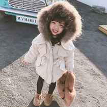 Hong Kong children padded cotton-padded 2021 new female baby style Korean version of winter long down cotton-padded jacket coat