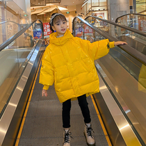 Hong Kong Children's Winter Thickened Cotton Clothes 2021 New Foreign Style Korean Girls Medium and Long Down cotton-padded jacket Coat Tide