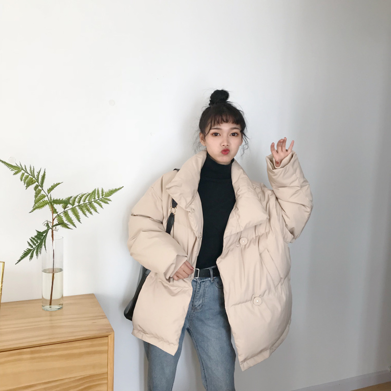 Đầm kiểu quần áo cotton nữ mùa đông 2018 mới hoang dại chần cổ áo cổ áo cotton ấm áp áo khoác thủy triều áo phao béo nam