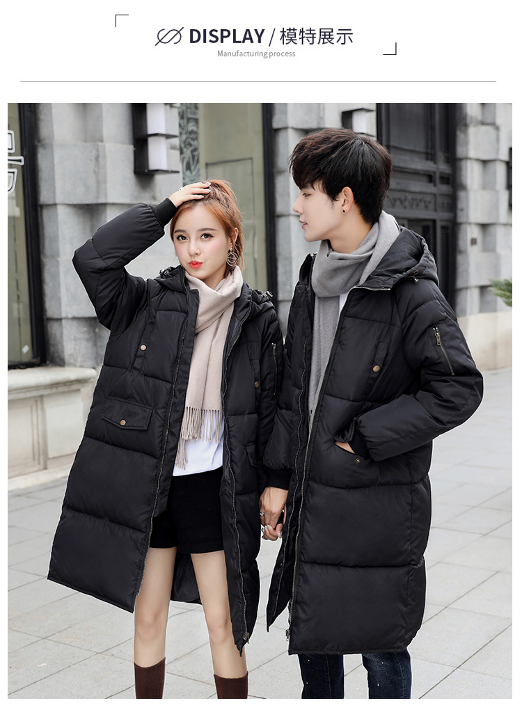 2018 áo khoác dài xuống của phụ nữ thời trang dày vài đôi cotton nam mùa đông giản dị cotton mới áo dạ
