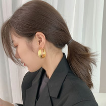 Korean circle earrings advanced sense metal earrings female sterling silver 2021 New Tide light luxury niche summer earrings