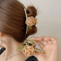 Korean Flower Grip Clip Disc Hair Clip Rear Brain Spoon Mesh Red 2022 New Shark Clip Great High End Sensation High End