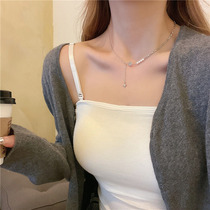South Korea 8 Mango Star Pearl Necklace Small Grain Fashion Section Woman Summer Pure Silver Small Crowd Design Feel Light And Luxurious Lock Bone Chain 100 lap