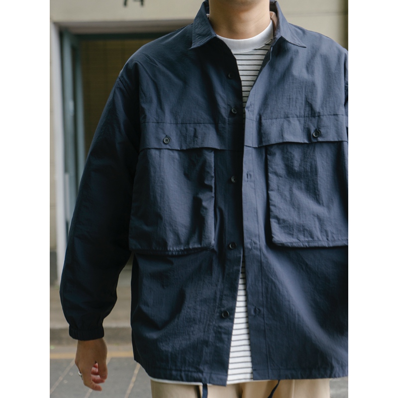 Labstore Loose-Fitting Vintage Workwear Long-Sleeve Shirt Outdoor Multi-Pocket Japanese City Boy Shirt