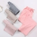 Cặp đôi mùa xuân và mùa thu Quần pyjama cotton tinh khiết Gạc ở nhà Quần nam và nữ Quần cotton mùa hè Phần mỏng thoáng khí - Quần tây