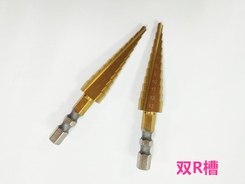 Thép tốc độ cao bằng thép mạ titan khoan khoan hình thang đa năng hình lục giác xử lý đôi r slot 3-13mm công cụ cắt lỗ lưỡi cưa lọng gỗ