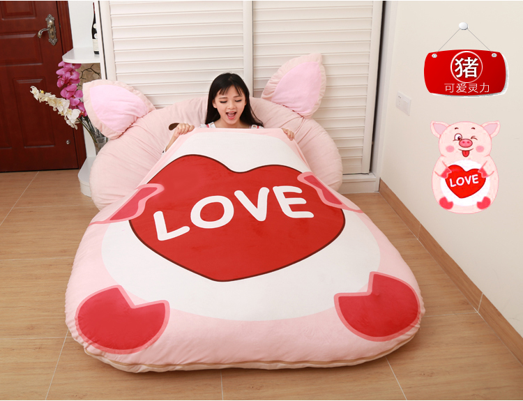 Creative Totoro Bed Lazy Sofa Bed Sheet Double 12 Zodiac Cartoon Tatami Nệm Phòng ngủ dễ thương Sofa nhỏ chăn ga gối đệm cưới