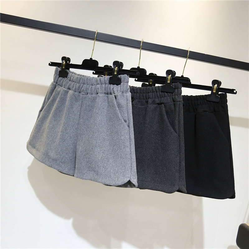 Quần short cạp cao nữ 2018 thu đông 2018 phiên bản mới của Hàn Quốc là quần lửng ống rộng tự nhiên
