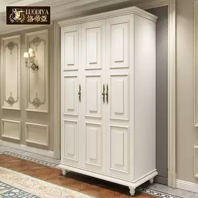American wardrobe bedroom White 2 door wardrobe solid wood foot European style whole four door wardrobe children's cabinet storage cabinet